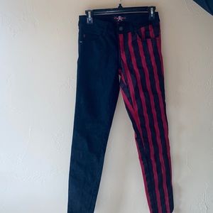 Royal Bones Black Jeans, Half with Red Stripes